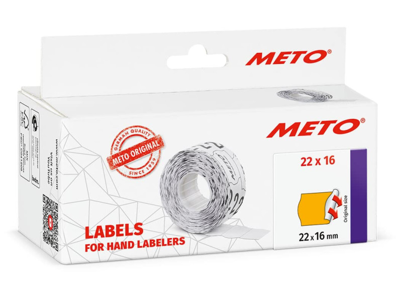 METO Étiquette pour étiqueteuse, 22 x 16 mm, orange
