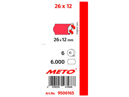 METO Étiquette pour étiqueteuse de prix, 26 x 12 mm, rouge