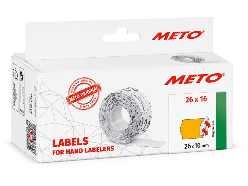 METO Étiquette pour étiqueteuse de prix, 26 x 16 mm, orange