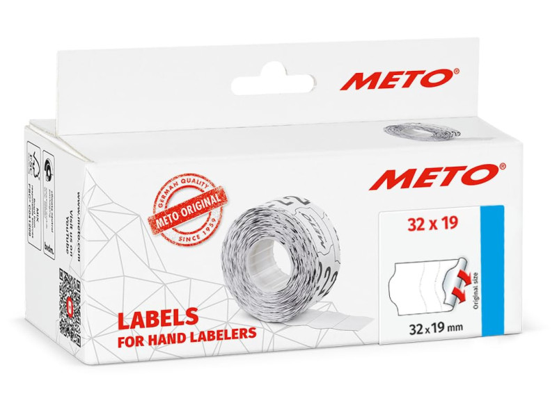 METO Étiquette pour étiqueteuse de prix, 32 x 19 mm, blanc