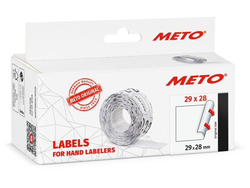 METO Étiquette pour étiqueteuse de prix, 29 x 28 mm, blanc