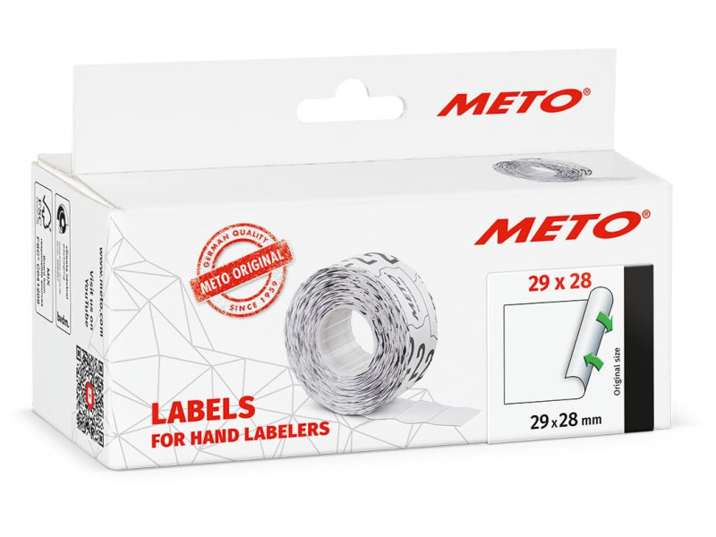 METO Étiquette pour étiqueteuse de prix, 29 x 28 mm, blanc