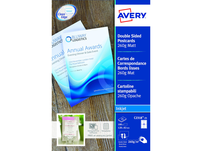 AVERY Cartes de correspondance, 128 x 82 mm