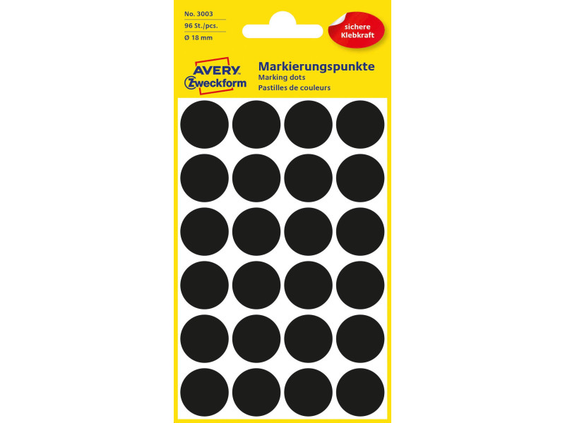 AVERY Zweckform Pastille de couleur, diamètre 18 mm, noir