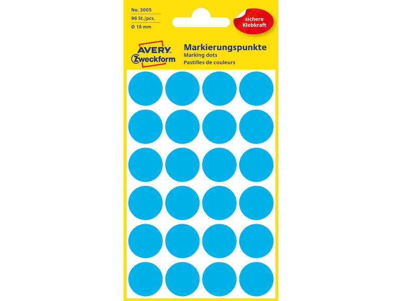 AVERY Zweckform Pastille de couleur, diamètre 18 mm, bleu