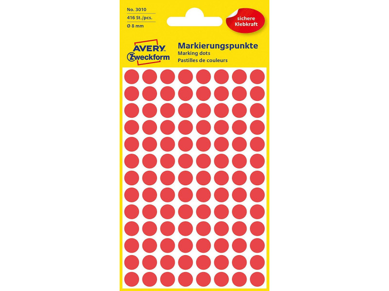 AVERY Zweckform Pastille de couleur, diamètre 8 mm, rouge