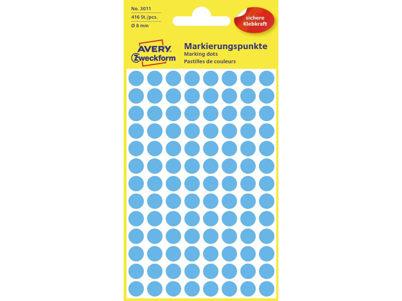 AVERY Zweckform Pastille de couleur, diamètre 8 mm, bleu