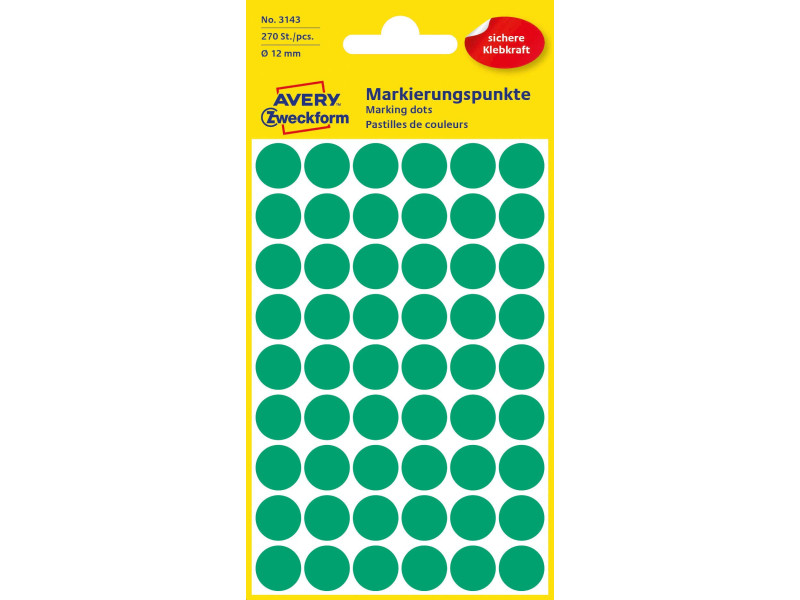 AVERY Zweckform Pastille de couleur, diamètre 12 mm, vert