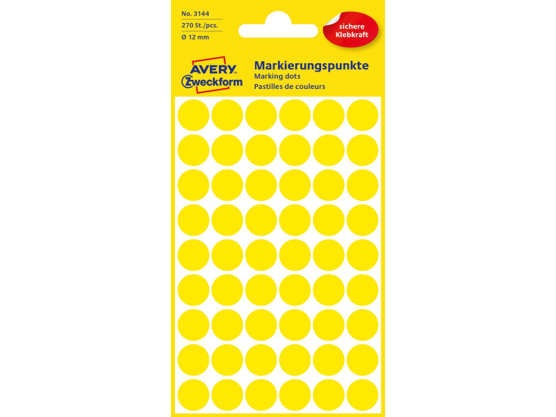 AVERY Zweckform Pastille de couleur, diamètre 12 mm, jaune