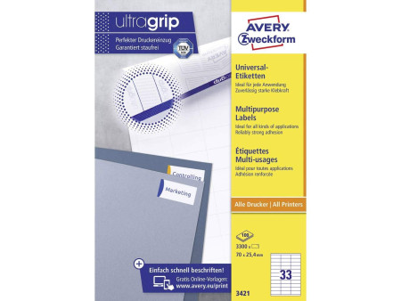 AVERY Zweckform Etiquette universelle, 70 x 25,4 mm, blanc