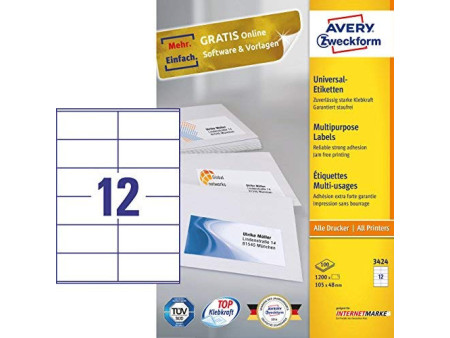 AVERY Zweckform Etiquette universelle, 105 x 48 mm, blanc