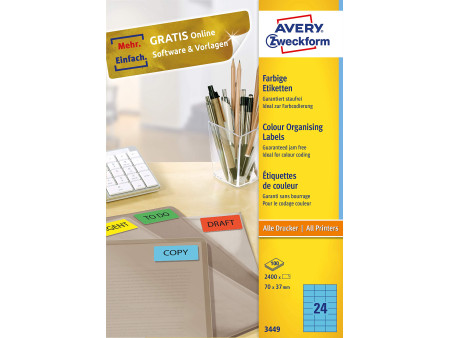 AVERY Zweckform Etiquette universelle, 70 x 37 mm, bleu