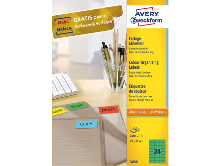 AVERY Zweckform Etiquette universelle, 70 x 37 mm, vert