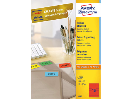 AVERY Zweckform Etiquette universelle, 105 x 37 mm, rouge