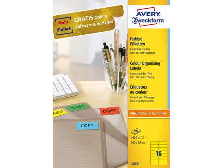 AVERY Zweckform Etiquette universelle, 105 x 37 mm, jaune