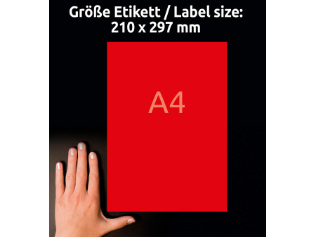 AVERY Zweckform Etiquette universelle, 210 x 297 mm, rouge