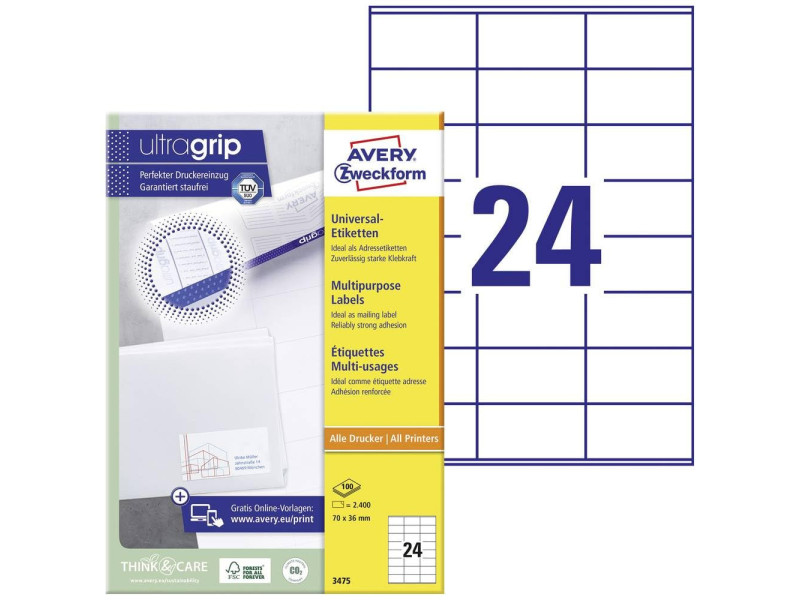 AVERY Zweckform Etiquette universelle, 70 x 36 mm, blanc