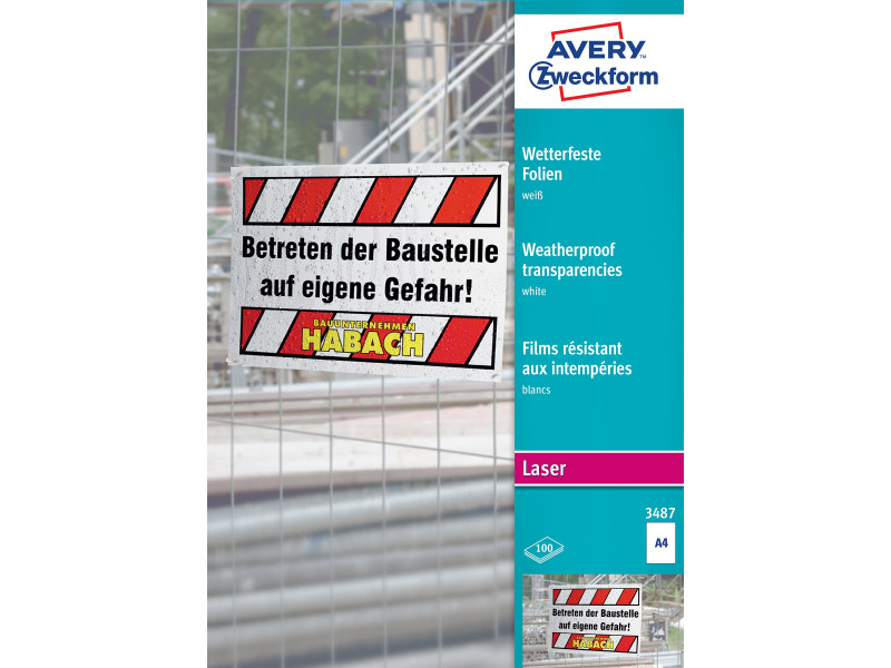 AVERY Zweckform Films A4, épaisseur 0,13 mm, blanc