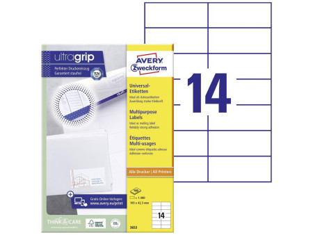 AVERY Zweckform Etiquette universelle, 105 x 42,3 mm, blanc