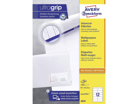 AVERY Zweckform Etiquette universelle, 97 x 42,3 mm, blanc