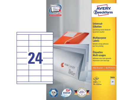 AVERY Zweckform Etiquette universelle, 70 x 33,8 mm, blanc