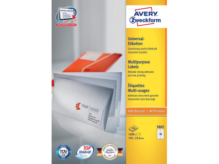 AVERY Zweckform Etiquette universelle, 105 x 33,8 mm, blanc