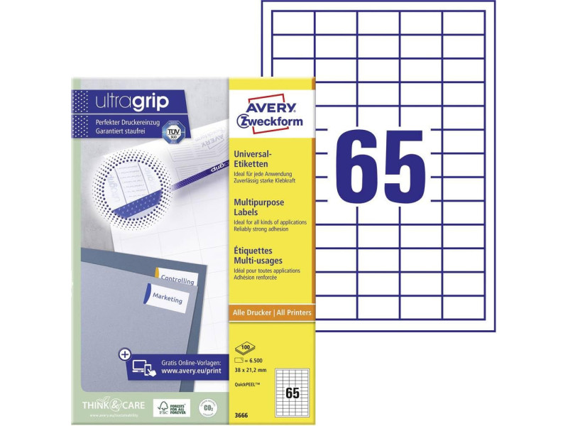 AVERY Zweckform Etiquette universelle, 38 x 21,2 mm, blanc