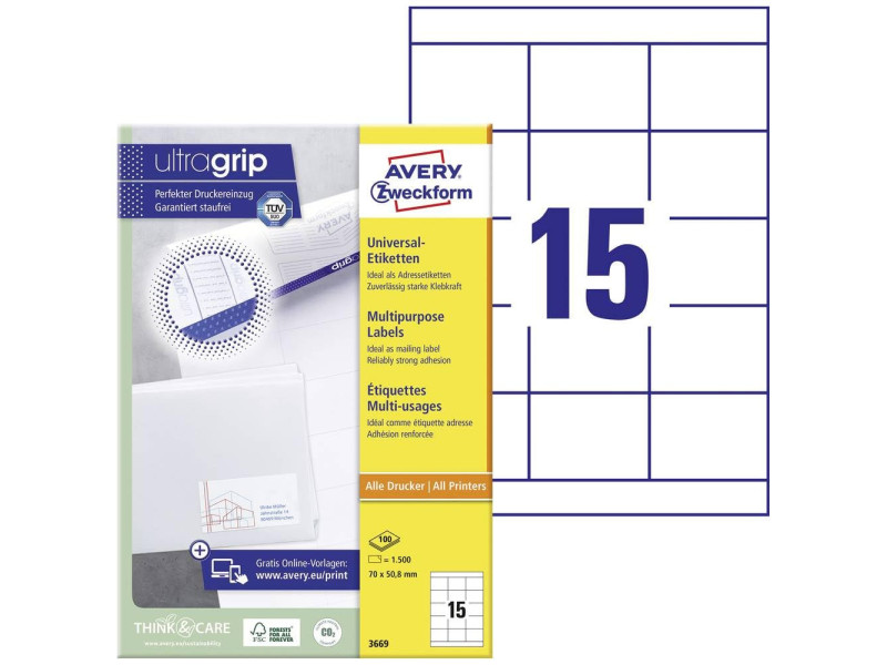 AVERY Zweckform Etiquette universelle, 70 x 50,8 mm, blanc