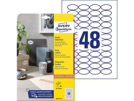 AVERY Zweckform Etiquette d'identification, ovale, 40 x 20mm