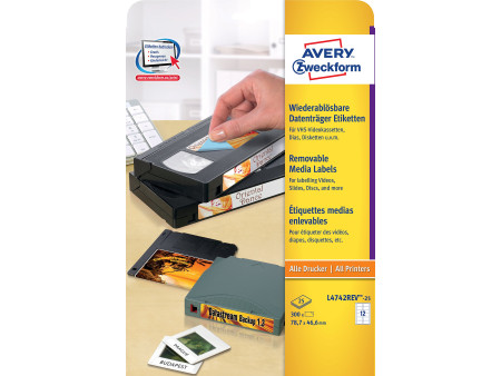 AVERY Zweckform Etiquette Stick+Lift, 78,7 x 46,6 mm, blanc