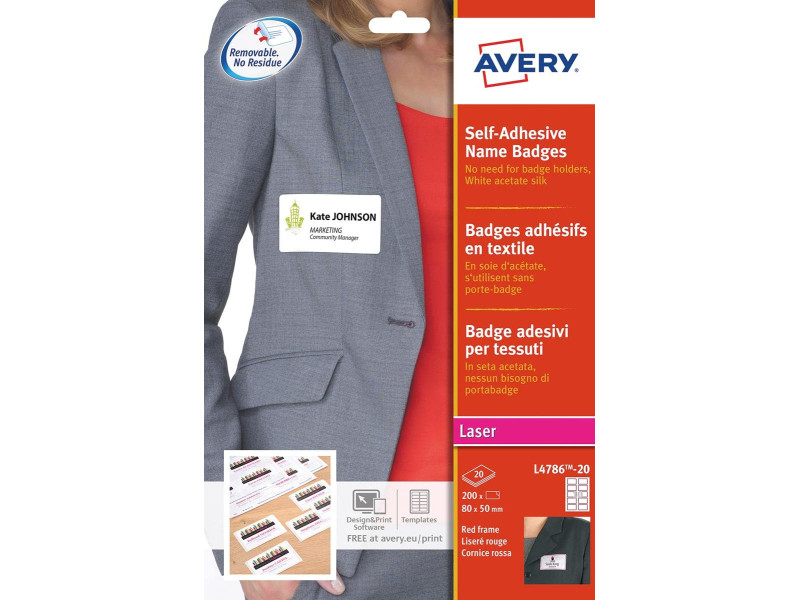 AVERY Zweckform Etiquettes pour badges, 80 x 50 mm, rouge
