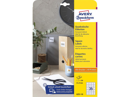 AVERY Zweckform Etiquette d'identification, 35 x 35mm, blanc