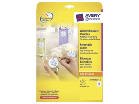 AVERY Zweckform Stick+Lift Etiquette, 63,5 x 42,3 mm, ovale