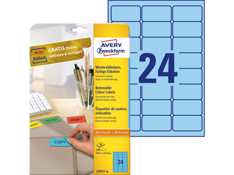 AVERY Zweckform Etiquette universelle, 63,5 x 33,9 mm, bleu