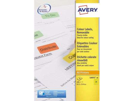 AVERY Zweckform Etiquette universelle, 63,5 x 33,9 mm, jaune