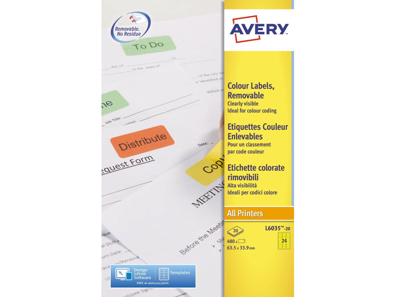 AVERY Zweckform Etiquette universelle, 63,5 x 33,9 mm, jaune