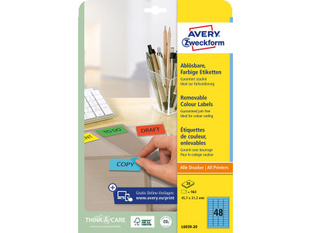 AVERY Zweckform Mini étiquette, 45,7 x 21,2 mm, bleu