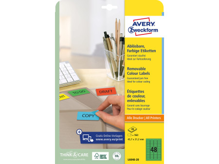 AVERY Zweckform Mini étiquette, 45,7 x 21,2 mm, vert