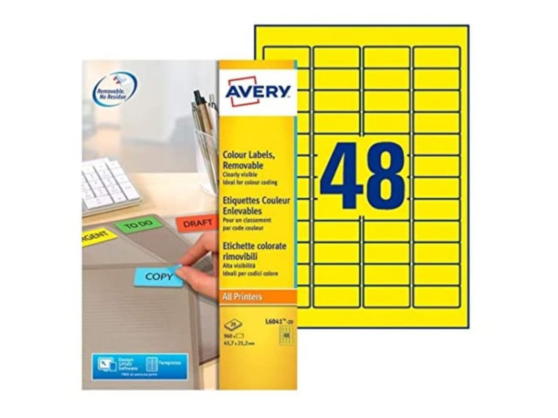 AVERY Zweckform Mini étiquette, 45,7 x 21,2 mm, jaune
