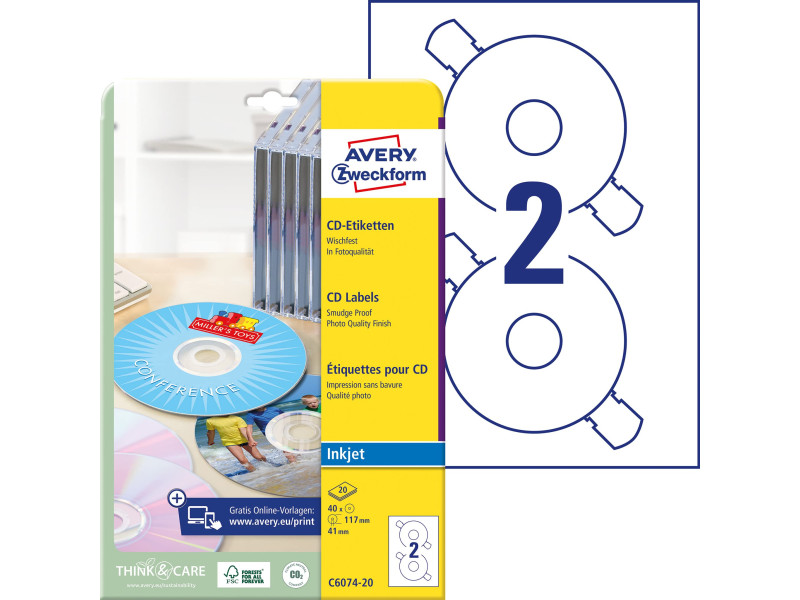 AVERY Zweckform Etiquette CD ClassicSize, blanc, brillant