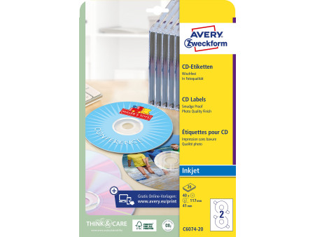 AVERY Zweckform Etiquette CD ClassicSize, blanc, brillant