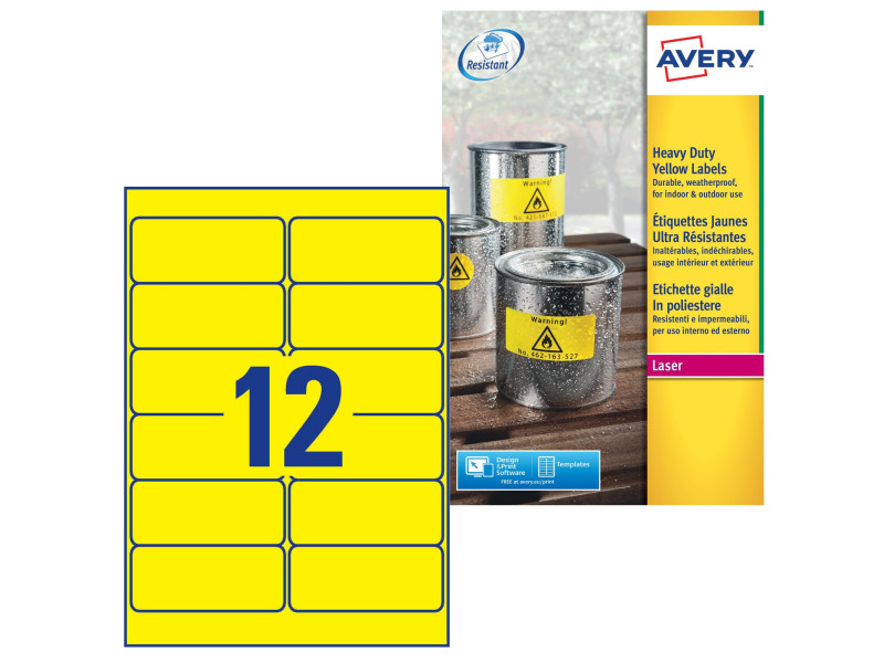 AVERY Zweckform Etiquette film, 99,1 x 42,3 mm, jaune