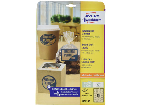 AVERY Zweckform Etiquette couleur Kraft, 63,5 x 42,3 mm