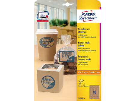 AVERY Zweckform Etiquette couleur Kraft, 63,5 x 42,3 mm