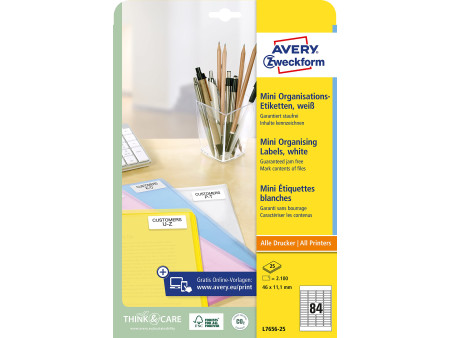 AVERY Zweckform Mini étiquette, 46,0 x 11,1 mm, blanc