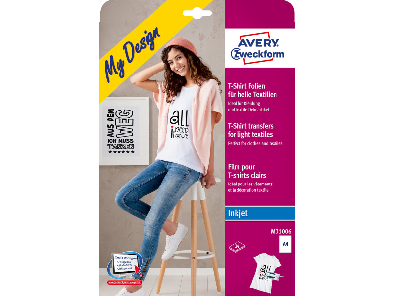 AVERY Zweckform My Design Film transfert pour T-Shirt, A4