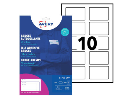 AVERY Badges autocollants, 80 x 50 mm, blanc