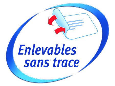 AVERY Badges autocollants, 80 x 50 mm, blanc / liseré bleu