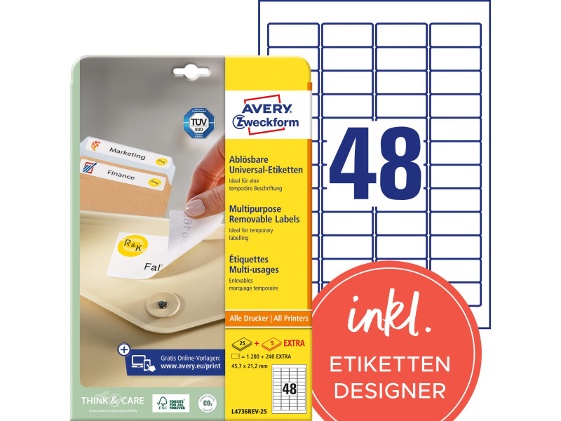 AVERY Zweckform Etiquette universelle, 45,7 x 21,2 mm, blanc