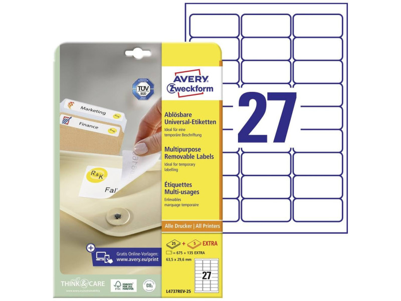 AVERY Zweckform Etiquette universelle, 63,5 x 29,6 mm, blanc